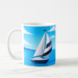 Taza De Café Striped Sailboat Ocean 
