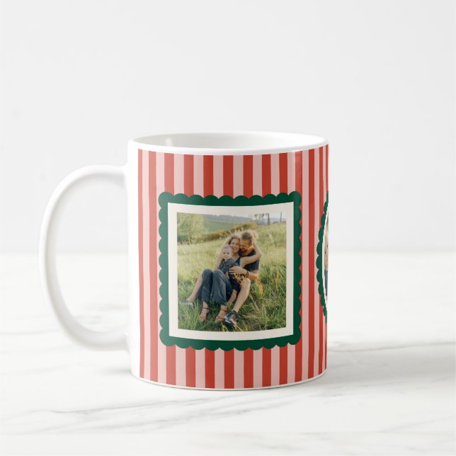 Taza De Café Stripes and Scallops Holiday Photo Mug (Izquierda)