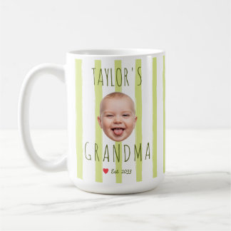 Taza De Café Stripes Custom Photo & Name Baby Face Grandma