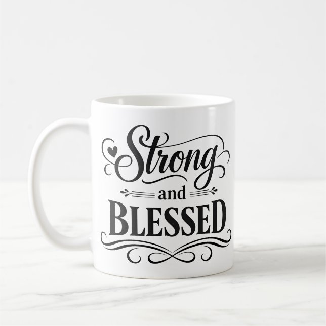 Taza De Café Strong and Blessed Inspirational Coffee Mug (Izquierda)