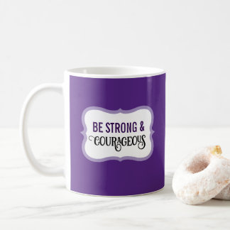 Taza De Café Strong and Courageous Bible Verse Simple Purple