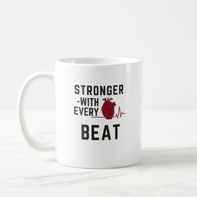Taza De Café Stronger With Every Beat Heart Coffee Mug (Izquierda)