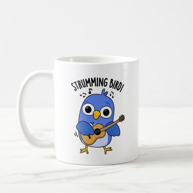 Taza De Café Strumming Bird Funny Animal Pun (Izquierda)
