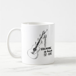 Taza De Café Strumming Through Life – Minimalist Guitar Mug