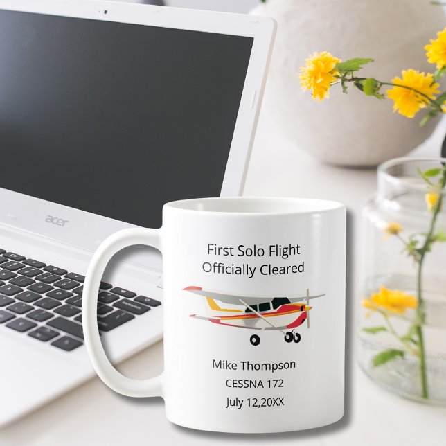 Taza De Café Student Pilot First Solo Cessna Photo Personalized (Subido por el creador)
