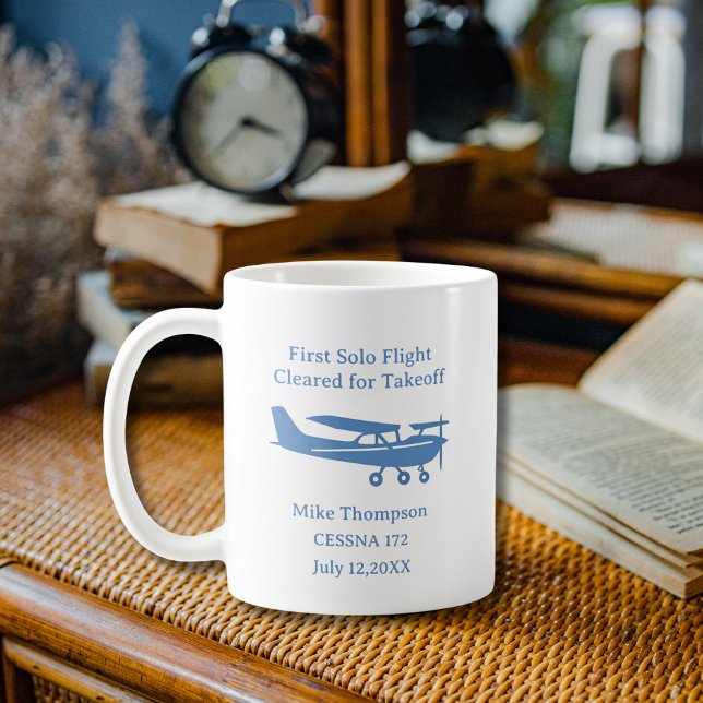 Taza De Café Student Pilot First Solo Photo Blue Personalized (Subido por el creador)