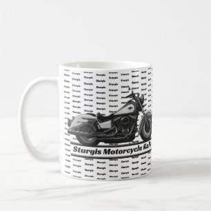 Taza De Café Sturgis Motocicleta Rally Biker Negro Y Blanco