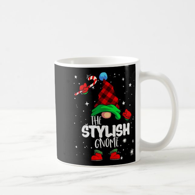 Taza De Café Stylish Gnome Red Buffalo Plaid Matching Family Ch (Derecha)