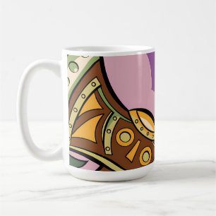 Taza De Café Stylized Axe and Flower Design