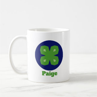 Taza De Café Stylized Lucky Clover in Dark Blue Circle