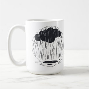 Taza De Café Stylized Rain Cloud with Falling Rain and Puddle