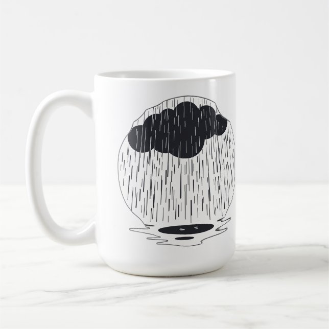Taza De Café Stylized Rain Cloud with Falling Rain and Puddle (Izquierda)