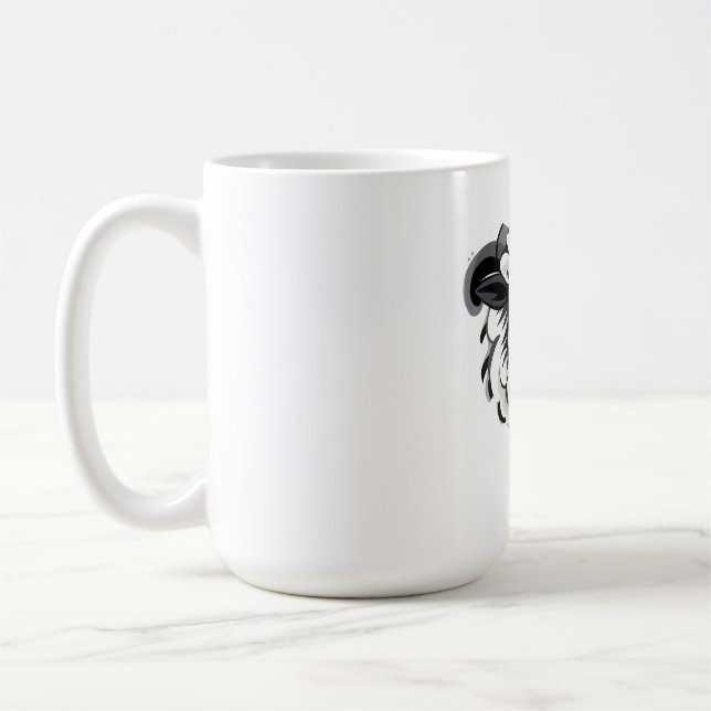 Taza De Café Stylized Ram Illustration with Curly Fleece (Izquierda)