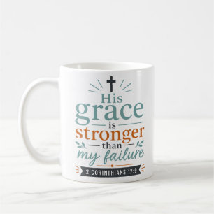 Taza De Café Su gracia es más fuerte que mi fracaso cita bíblic