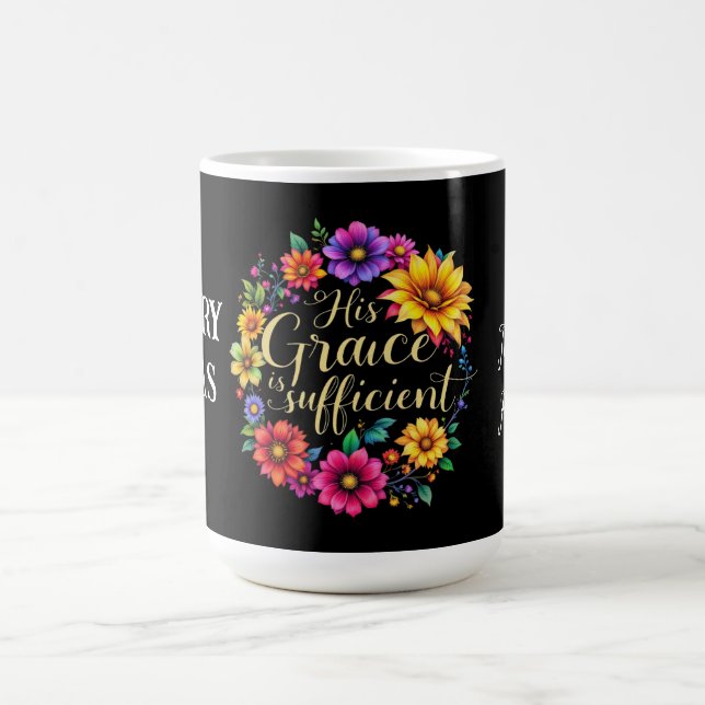 Taza De Café Su Gracia Es Suficiente Inspiradora Verse De La Bi (Centro)