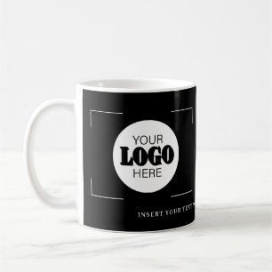 Taza De Café Su logo aquí texto personalizado promocional negro