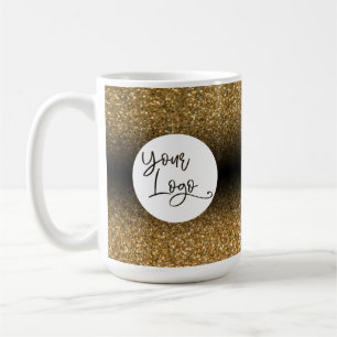 Taza De Café Su logotipo corporativo, dorado y negro ombre