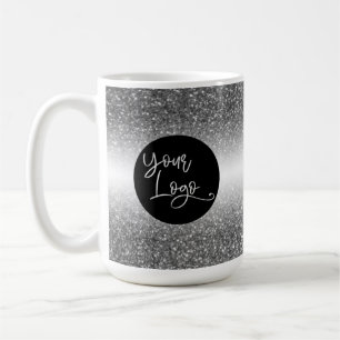 Taza De Café Su logotipo corporativo, ombre plateado y blanco