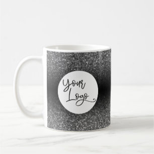 Taza De Café Su logotipo corporativo, ombre plateado y negro