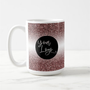 Taza De Café Su logotipo sobre ombre de oro rosa oscuro y blanc