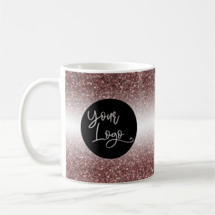 Taza De Café Su logotipo sobre ombre de oro rosa oscuro y blanc