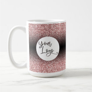 Taza De Café Su logotipo sobre rosa claro dorado y ombre negro