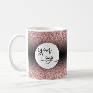 Taza De Café Su logotipo sobre rosa claro dorado y ombre negro