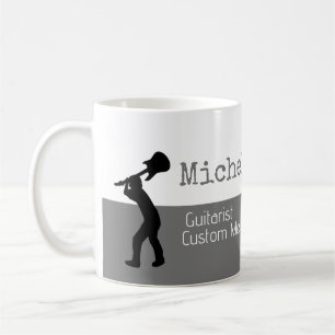 Taza De Café su mitad gris y mitad blanca profesional (guitarri