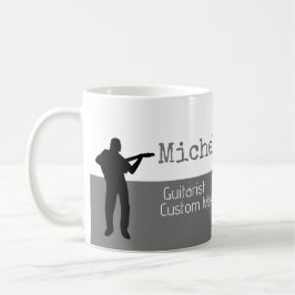 Taza De Café su mitad gris y mitad blanca profesional (guitarri