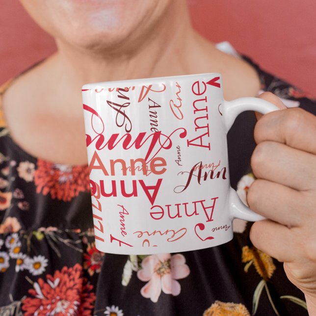 Taza De Café Su nombre impreso en rojo y con estilo (Subido por el creador)