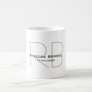 Taza De Café Su Nombre Monograma Su Título Moderno