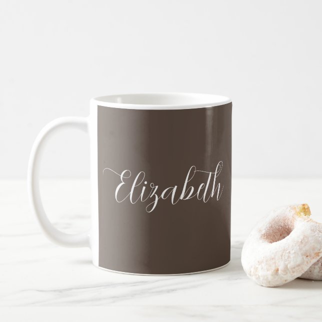 Taza De Café Su Nombre O Texto Elegante De La Escritura De Tipo (Con donut)