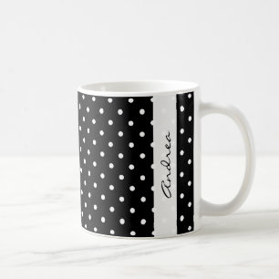 Taza De Café Su nombre: puntos de polka, patrón punteado - negr
