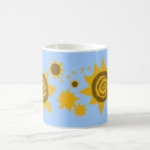 Taza De Café Su nombre Sunflowers Yellow Brown Blue Sky Sun Art