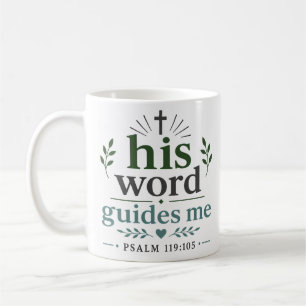 Taza De Café Su Palabra Me Guía Estímulo Cristiano