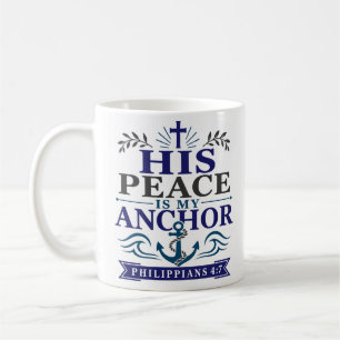 Taza De Café Su Paz Es Mi Ancla Cita de Versículo Bíblico Botán