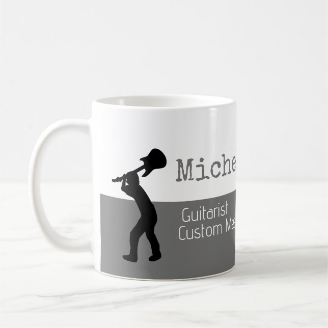 Taza De Café su profesional (guitarrista) mitad gris mitad blan (Izquierda)