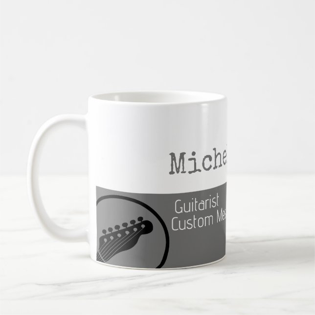 Taza De Café su profesional (guitarrista) mitad gris mitad blan (Izquierda)