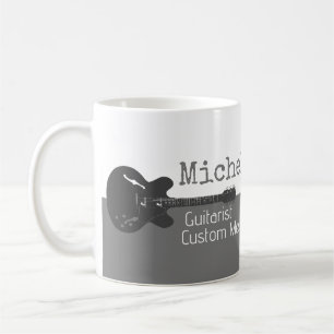 Taza De Café su profesional (guitarrista) mitad gris mitad blan