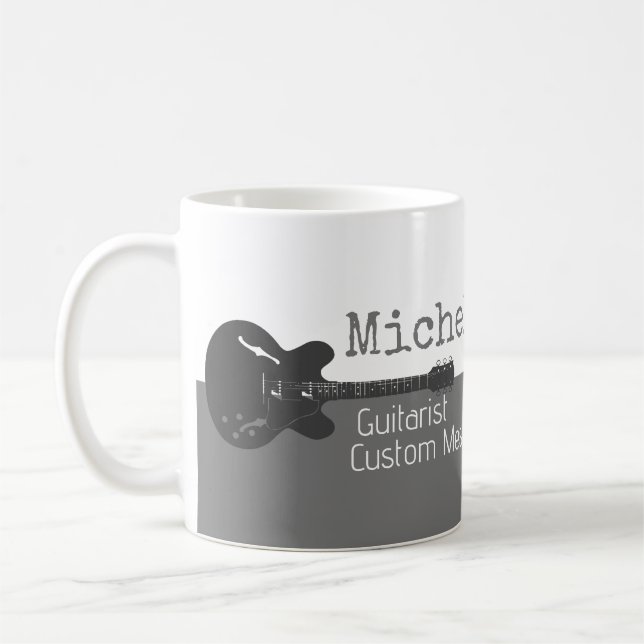 Taza De Café su profesional (guitarrista) mitad gris mitad blan (Izquierda)