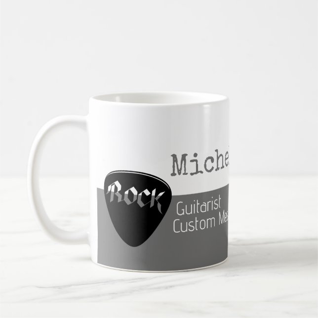 Taza De Café su profesional (guitarrista) mitad gris mitad blan (Izquierda)