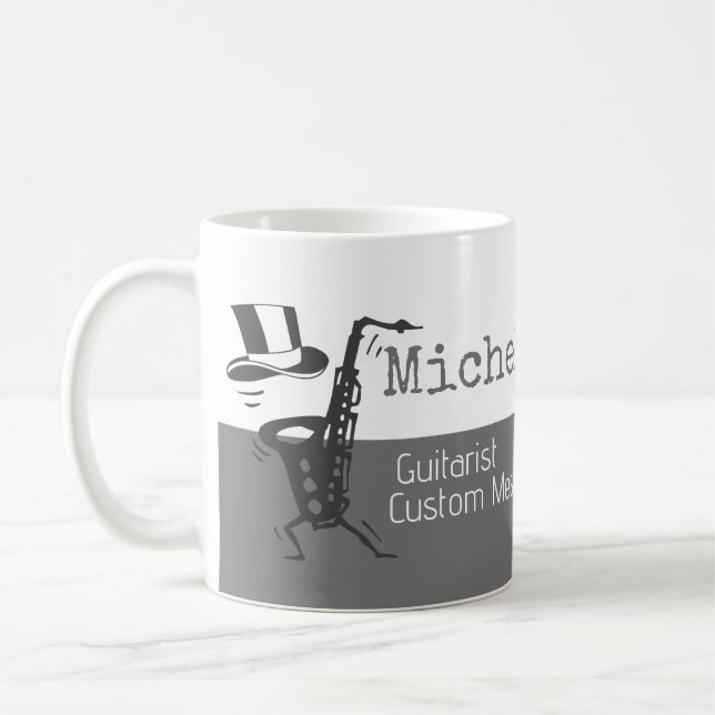 Taza De Café su profesional (guitarrista) mitad gris mitad blan (Izquierda)