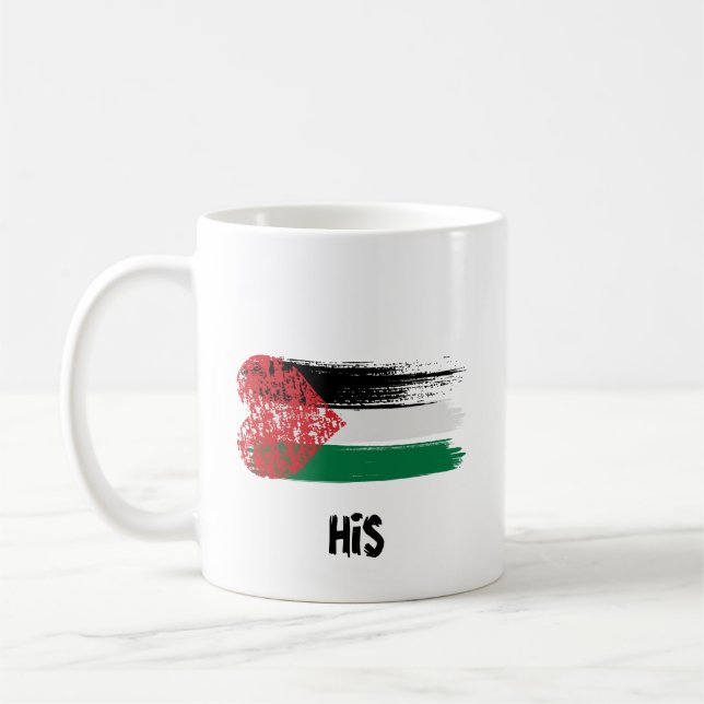 Taza De Café Su tazón con su bandera palestina - diseño angusti (Izquierda)