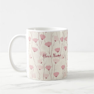 Taza De Café Suave Boho Rosa Floral Personalizado