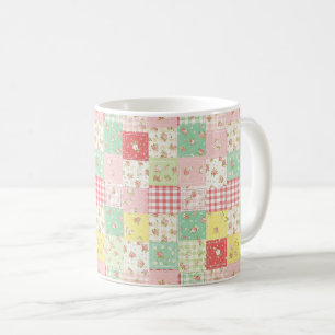 Taza De Café Suave Floral Patchwork Cuadro de Pastel Suave
