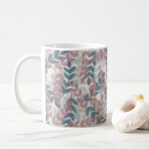 Taza De Café Suave Taupe y Floral de Hiedra Azul Marinho