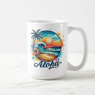 Taza De Café Sublimación de Aloha de Playa Vintage