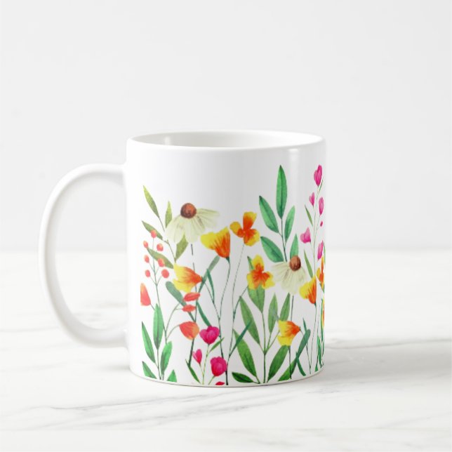 Taza De Café Sublimación de flores silvestres (Izquierda)