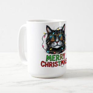 Taza De Café Sublimación de gatos de Navidades divertidos