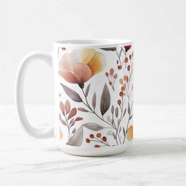 Taza De Café Sublimación del patrón floral de flores-95653 (Izquierda)